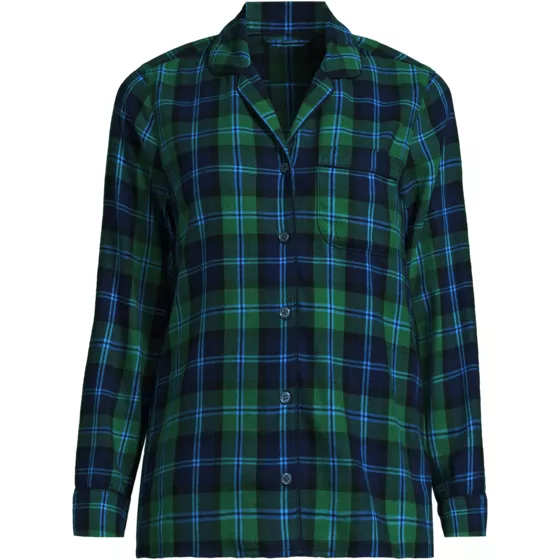 Women's Plus Size Long Sleeve Print Flannel Pajama Top - primary