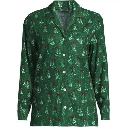 Women's Long Sleeve Print Flannel Pajama Top