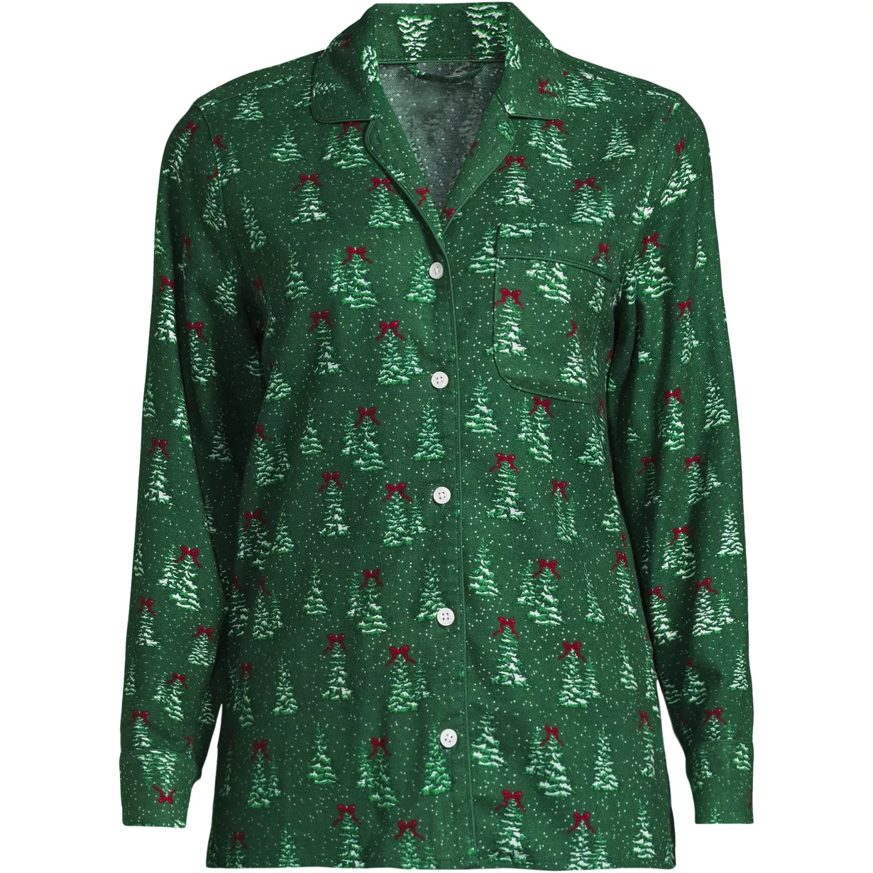 Women's Long Sleeve Print Flannel Pajama Top