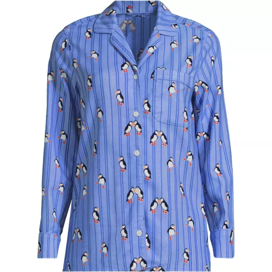 Women's Long Sleeve Print Flannel Pajama Top - primary