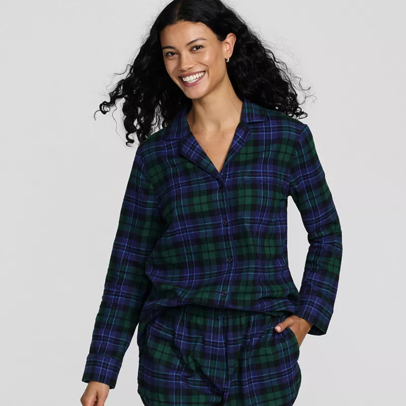 Women's Long Sleeve Print Flannel Pajama Top, alternative image