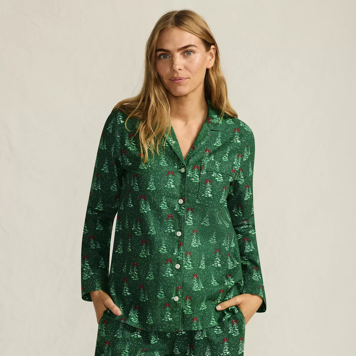 Women's Long Sleeve Print Flannel Pajama Top