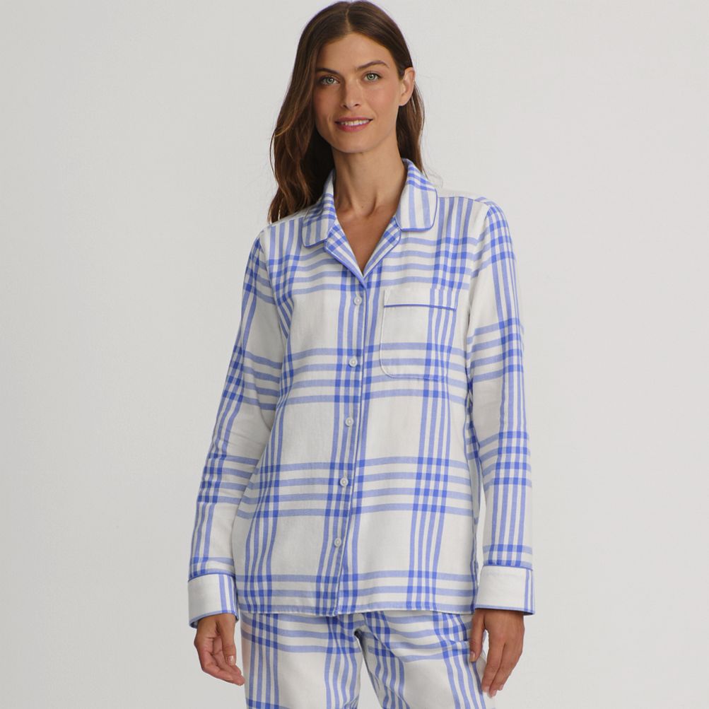 売れ筋商品|||ランズエンド カットソー トップス レディース Women's Drapey Flannel 4 Piece Pajama Set - Long Sleeve Top and Pants Robe and Bag Deep forest trees 549011_LEPP_FF_8UR?$xl$&wid=