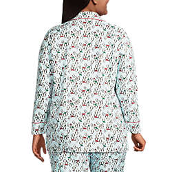 Women's Plus Size Long Sleeve Print Flannel Pajama Top, Back
