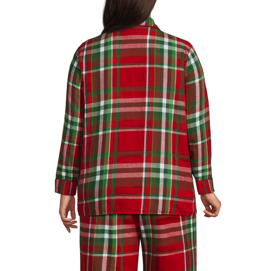 Women's Long Sleeve Print Flannel Pajama Top view 4