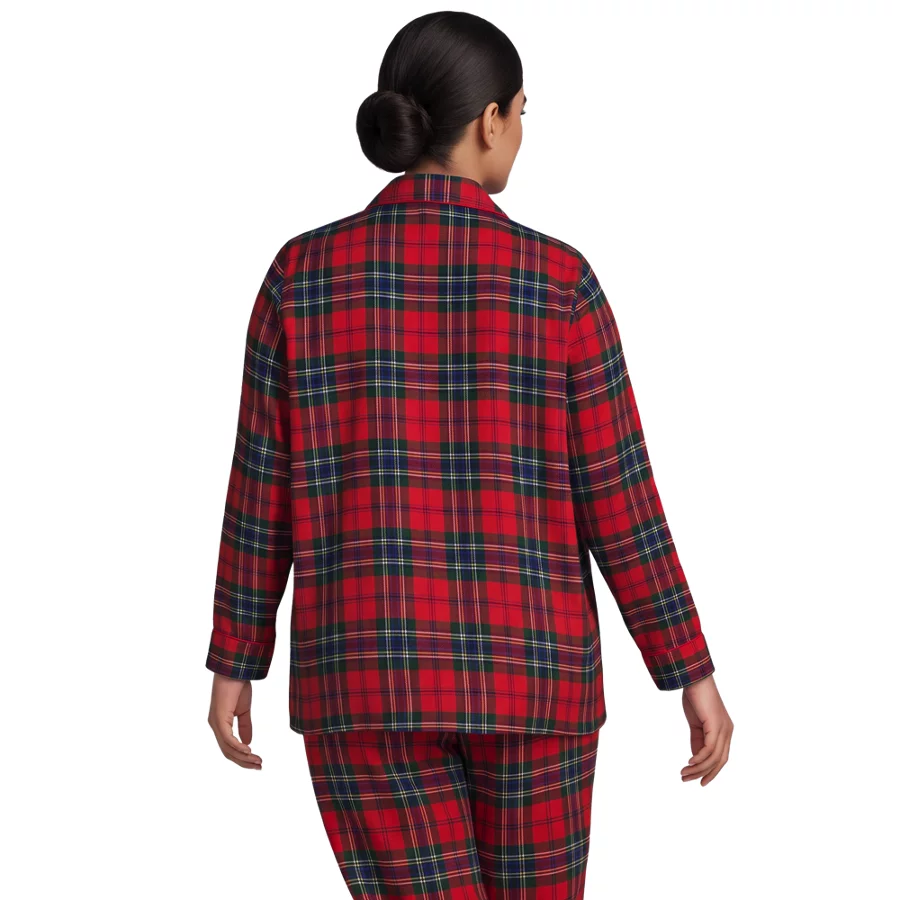 Women's Long Sleeve Print Flannel Pajama Top view 5