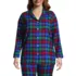 Women's Plus Size Long Sleeve Print Flannel Pajama Top, Front