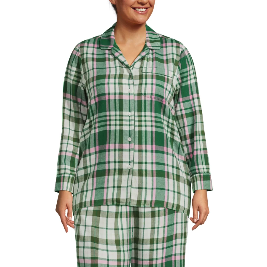 Women's Long Sleeve Print Flannel Pajama Top