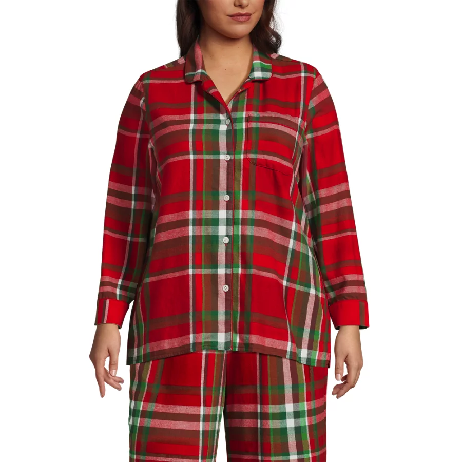 Women's Long Sleeve Print Flannel Pajama Top view 5