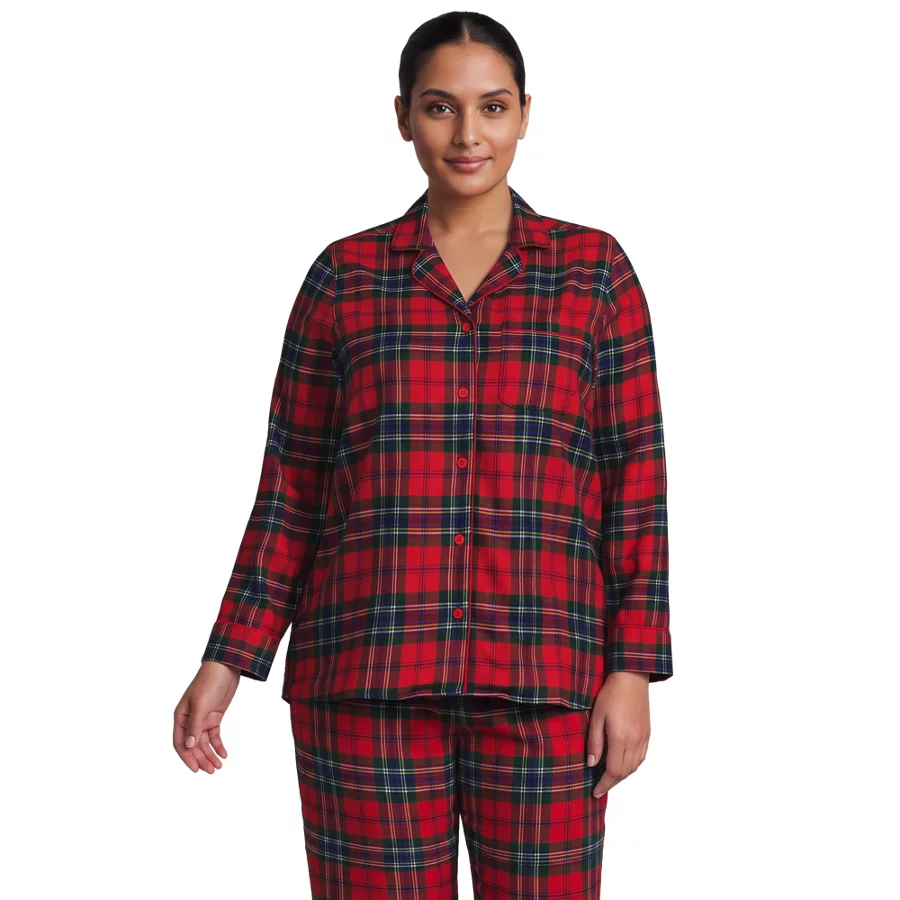 Women's Long Sleeve Print Flannel Pajama Top view 6