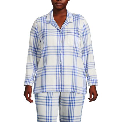 Women's Plus Size Long Sleeve Print Flannel Pajama Top - image 1