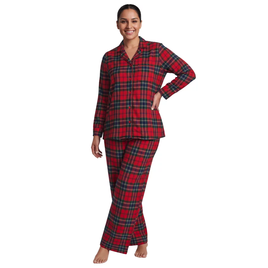 Women's Long Sleeve Print Flannel Pajama Top view 7