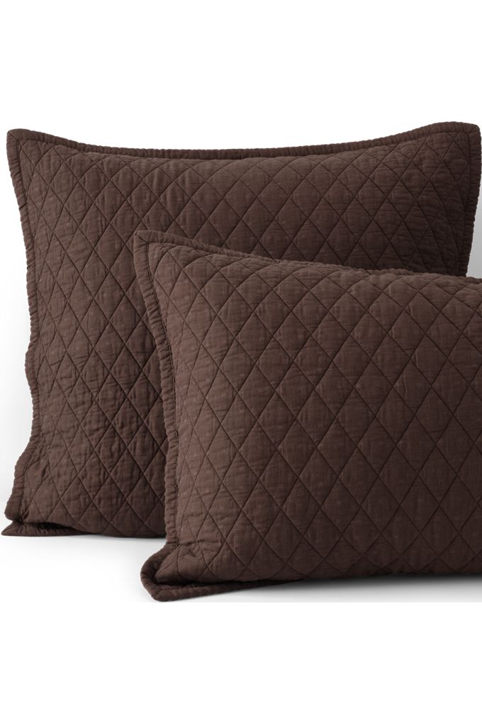Lands' End Solid Diamond Double Voile Pillow Sham In Brown