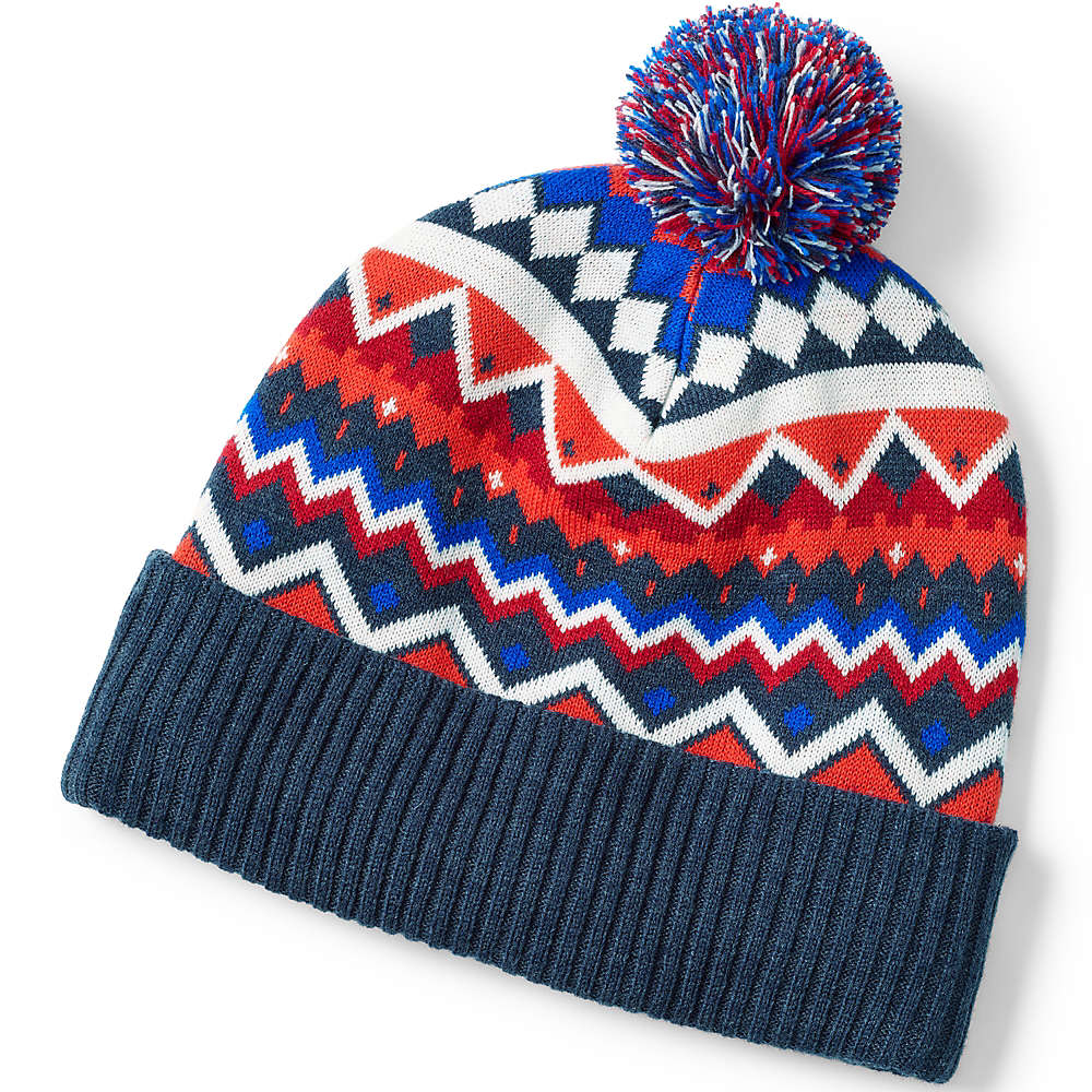 Men's Knit Pattern Winter Hat, Front