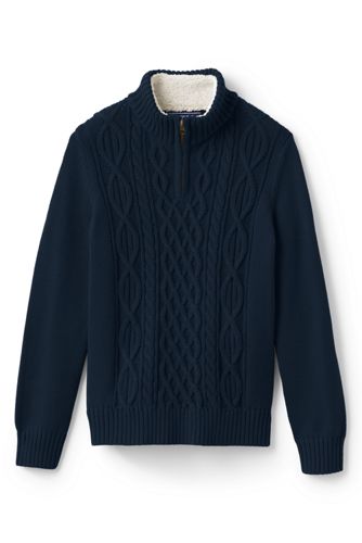 Boys' Zip-neck Cable Cotton Jumper