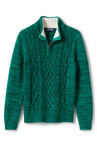 Boys' Zip-neck Cable Cotton Jumper