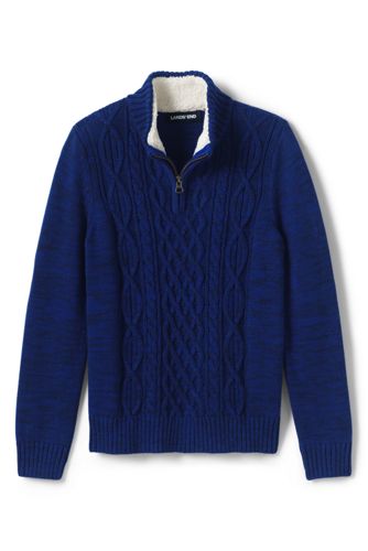 Boys' Zip-neck Cable Cotton Jumper