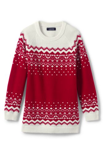 Langer Fair Isle Pullover Fur Madchen Lands End