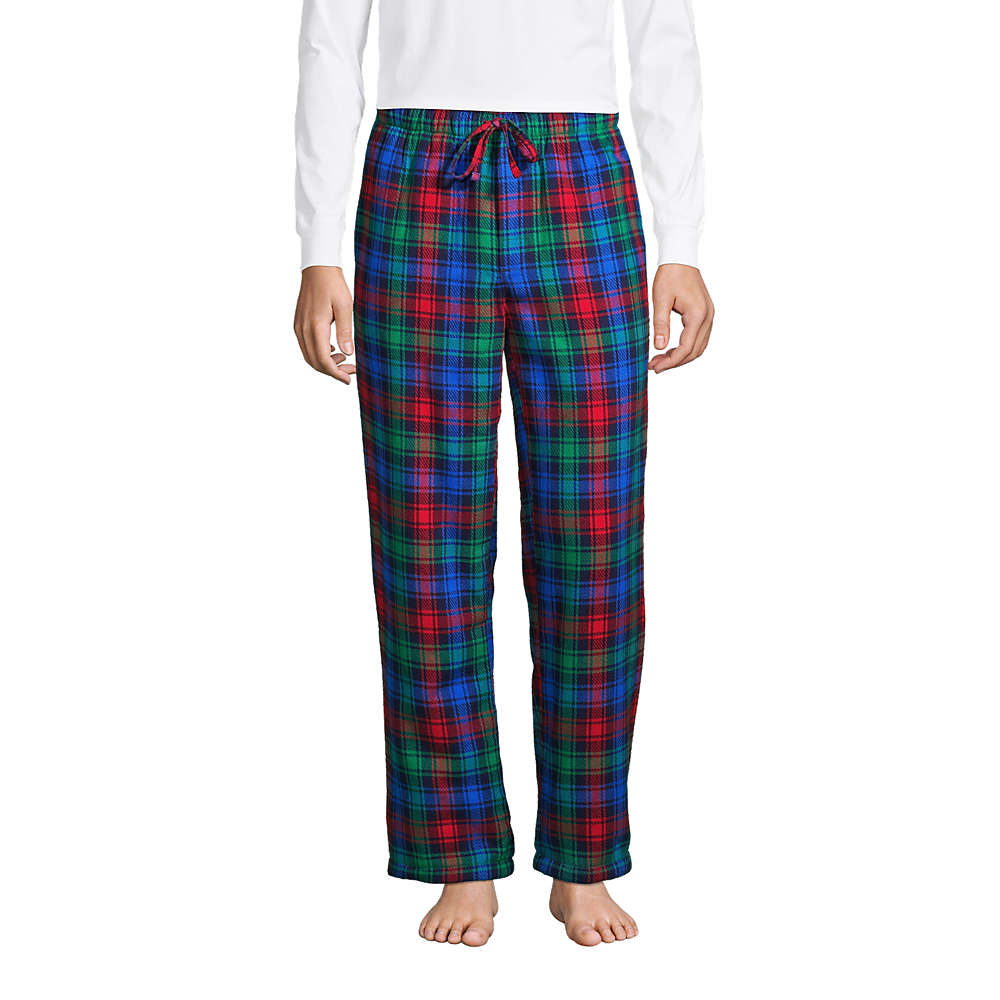Men's Sherpa Fleece Lined Flannel Pajama Pants, Front