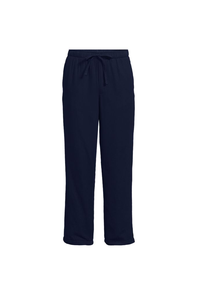 Lands' End Men's Big And Tall Sherpa Fleece Lined Flannel Pajama Pants In Blue