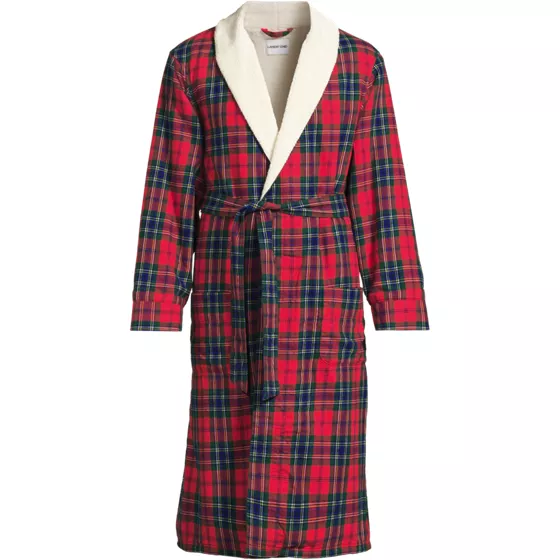 Men's Tall Sherpa Fleece Lined Flannel Robe - primary