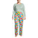 Women's Plus Size Knit Pajama Set Long Sleeve T-Shirt and Pants, Front