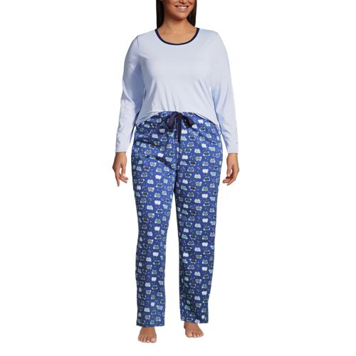 Damen Bekleidung Nachtwäsche Schlafanzüge H&M Weite Pyjamahose in Blau 