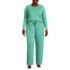 Women's Plus Size Knit Pajama Set Long Sleeve T-Shirt and Pants, Front