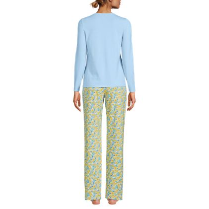 Women's Petite Knit Pajama Set Long Sleeve T-Shirt and Pants - image 2