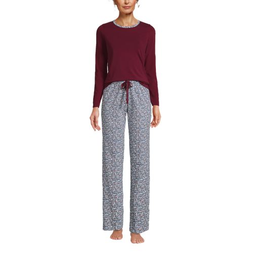 Pyjama Hiver Femme,Ensemble De Pyjama en Coton À Motif Fleuri pour Femme  Cardigan Bleu Haut Et Bas À Manches Longues Vêtements De Nuit avec Poche  Loungewear Pyjama Long pour Femme, M 