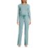 Women's Petite Knit Pajama Set Long Sleeve T-Shirt and Pants, Front