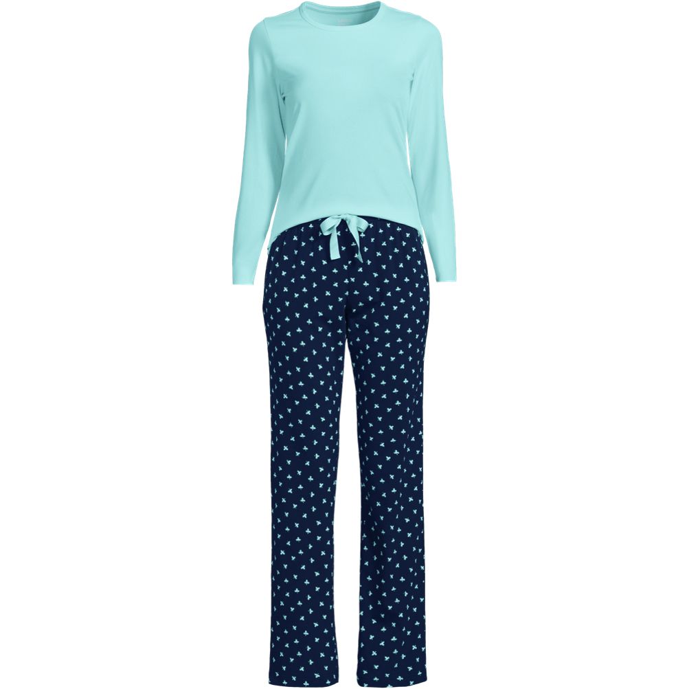 Womens knit pajamas long sleeve sale