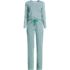Women's Petite Knit Pajama Set Long Sleeve T-Shirt and Pants, Front
