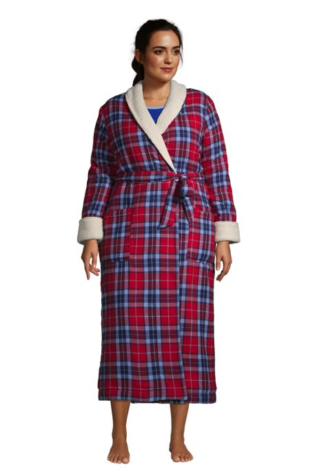 antage Perle hovedsagelig Plus Size Flannel Sherpa Lined Long Robes, Plus Size Flannel Robes, Winter  Robes, Women's Robes, Long Robes