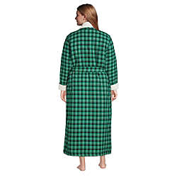 Women's Plus Size Flannel Sherpa Fleece Lined Long Robe, Back