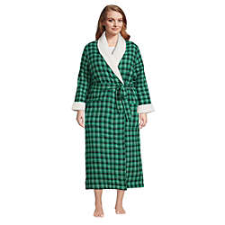 Women's Plus Size Flannel Sherpa Fleece Lined Long Robe, Front