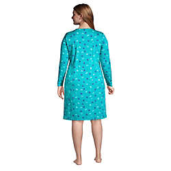Women's Plus Size Supima Cotton Long Sleeve Knee Length Nightgown , Back