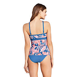 Women's D-Cup Tummy Control Keyhole High Neck Tankini Top Swimsuit Adjustable Straps Print, Back