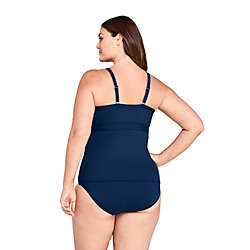 Women's Plus Size DDD-Cup Keyhole High Neck Modest Tankini Top Swimsuit Adjustable Straps, Back