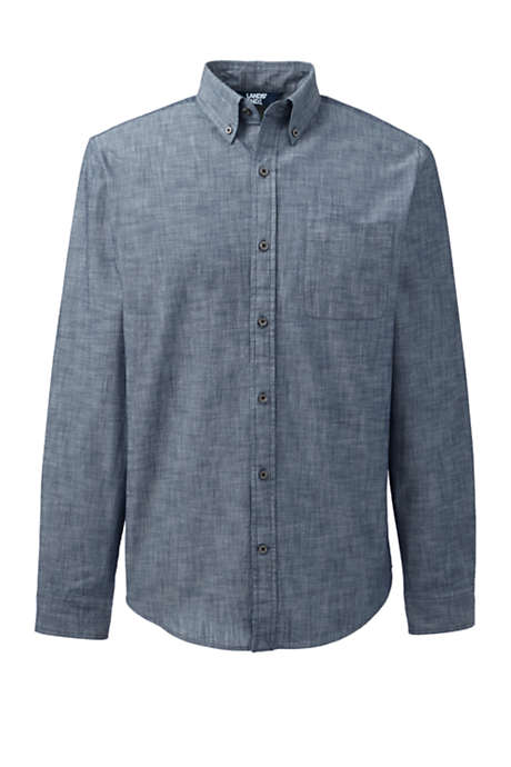 Men's Long Sleeve Tailored Fit Chambray Shirt