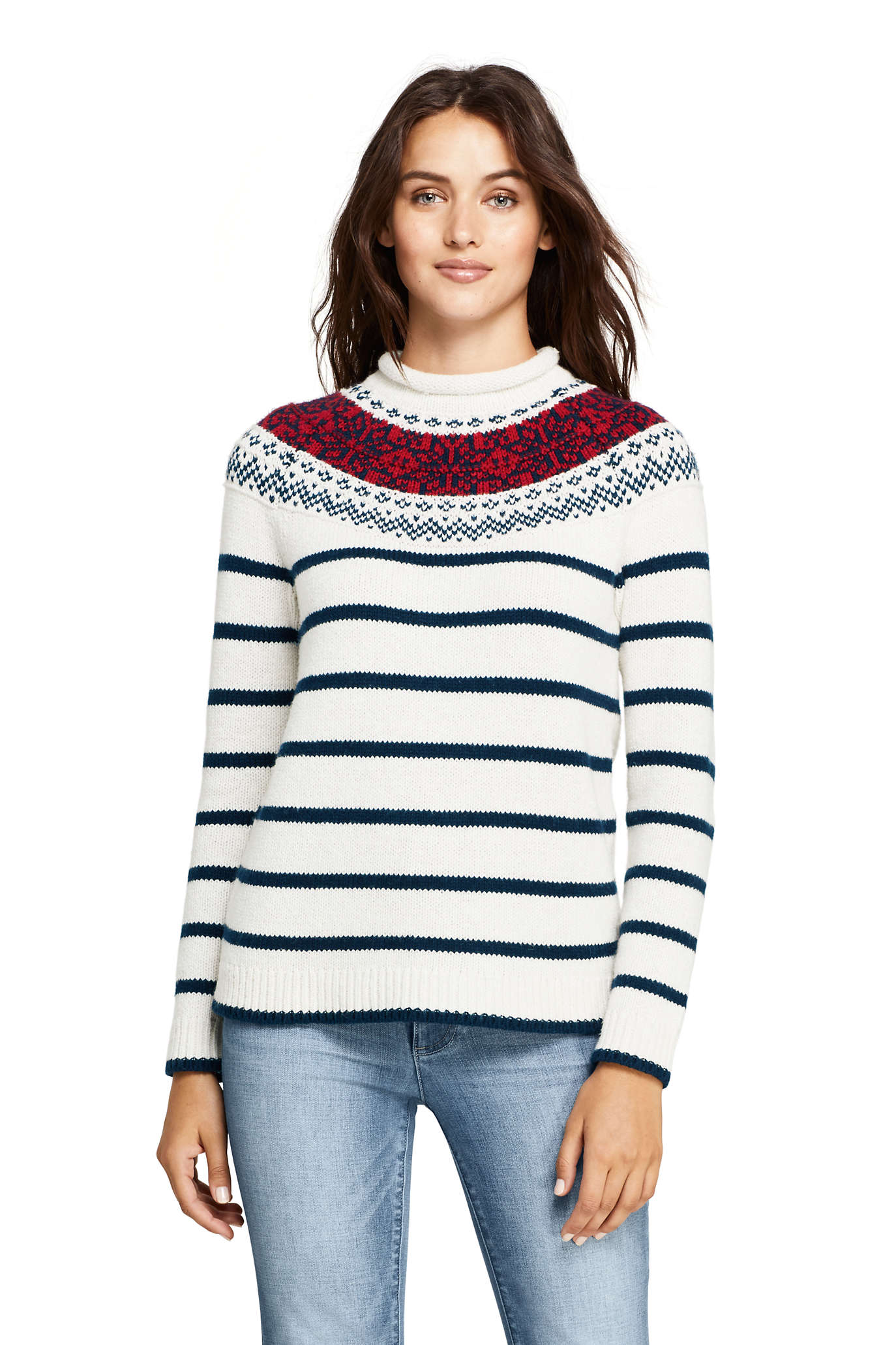 Women's Stripe Lofty Roll Neck Sweater