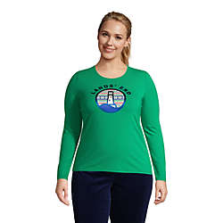 Women's Plus Size Christmas Crewneck Long Sleeve T-Shirt Graphic, Front