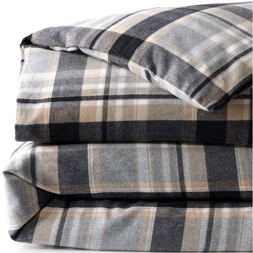 Comfy Super Soft Cotton Flannel Plaid Duvet Bed Cover - 5oz, alternative image