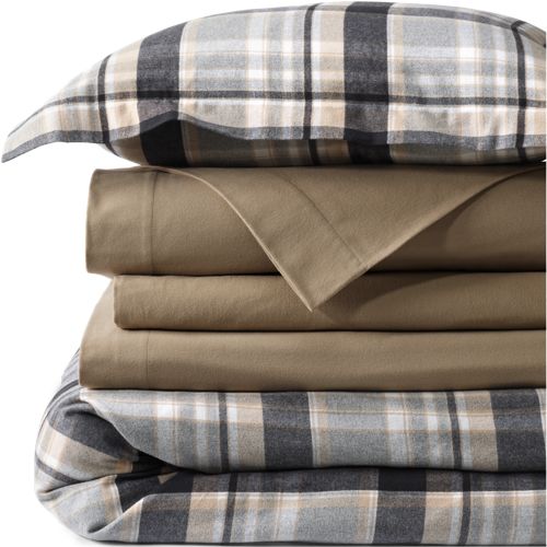 Comfy Super Soft Cotton Flannel Plaid Duvet Bed Cover - 5oz, Front