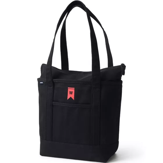 Medium Solid Color 5 Pocket Zip Top Long Handle Canvas Tote Bag - primary