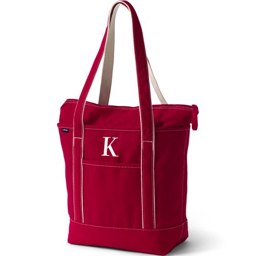 Lands' End Zip Top Long Handle Canvas Tote Bag : Target