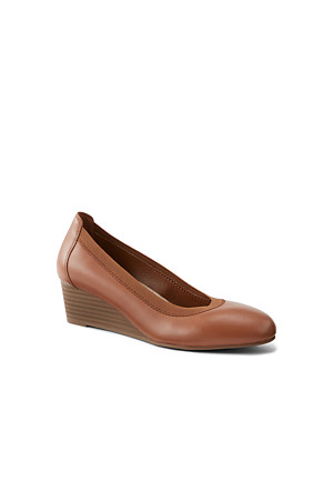 Women S Comfort Wedge Shoes In Leather Lands End