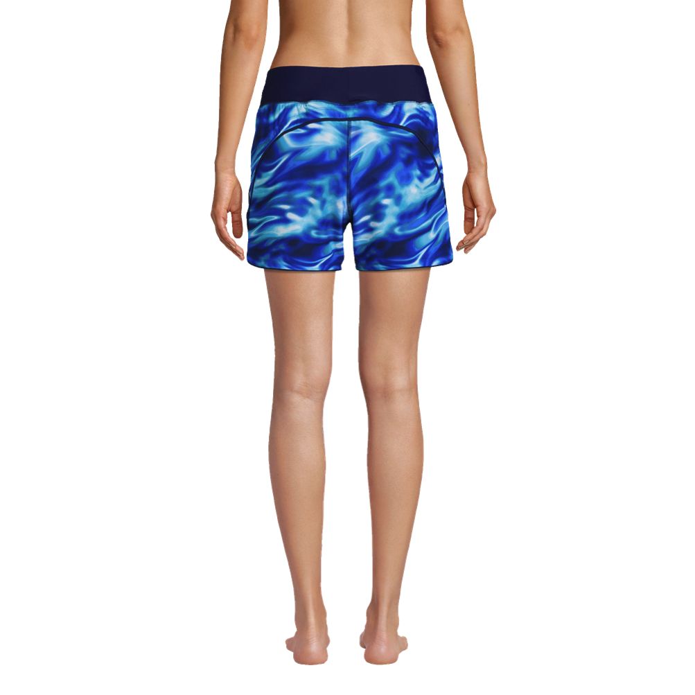 Lands' End Women's Long 9 Quick Dry Elastic Waist Modest Board Shorts Swim  Cover-up with Panty