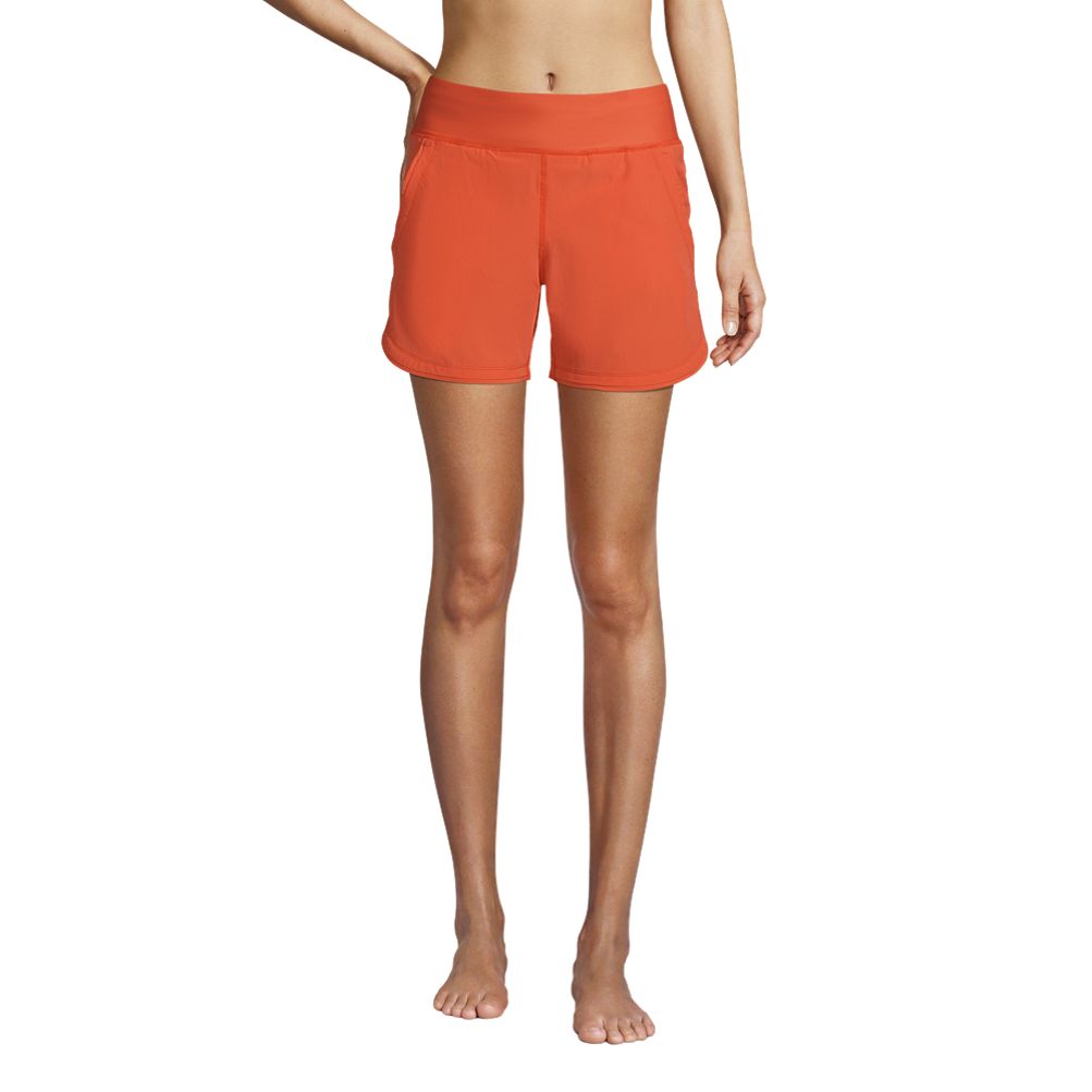 Lands' End Plus 5 Quick Dry Elastic Waist Board Shorts Swim Cover