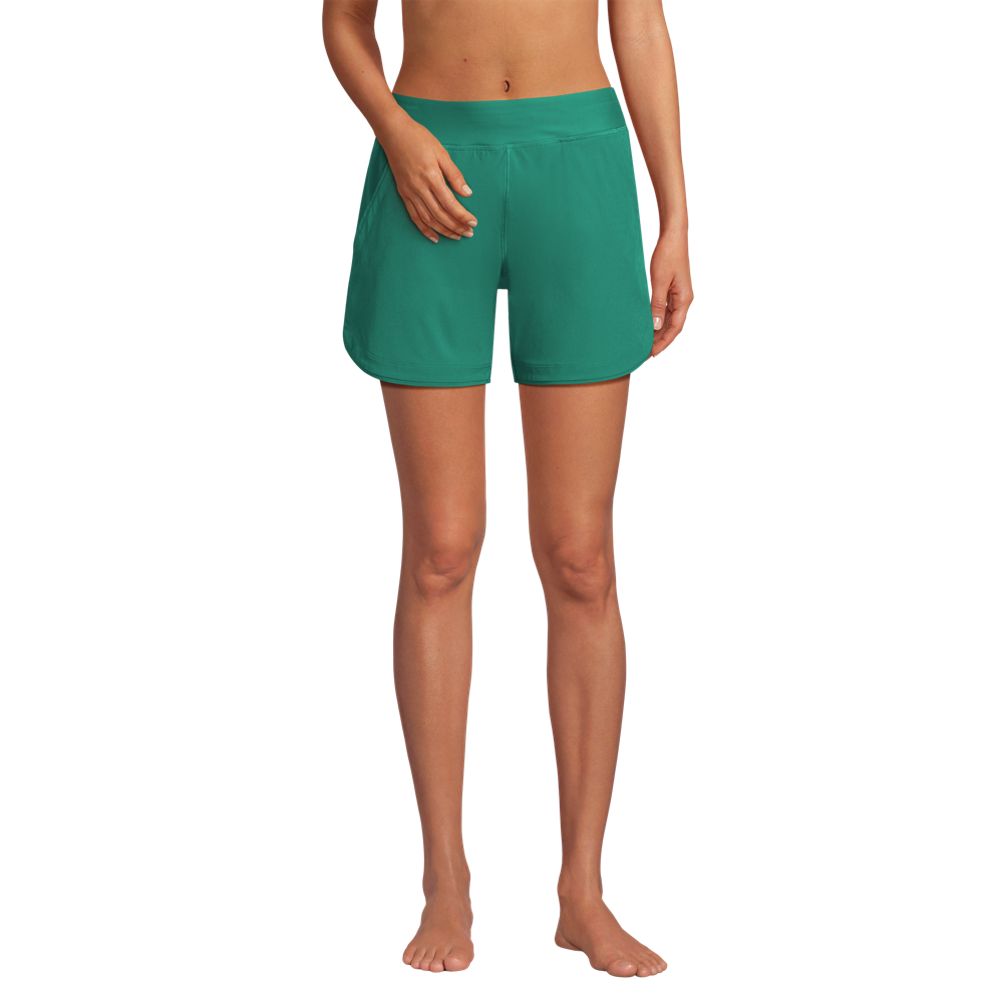Women's 5 Quick Dry Elastic Waist Board Shorts Swim Cover-up